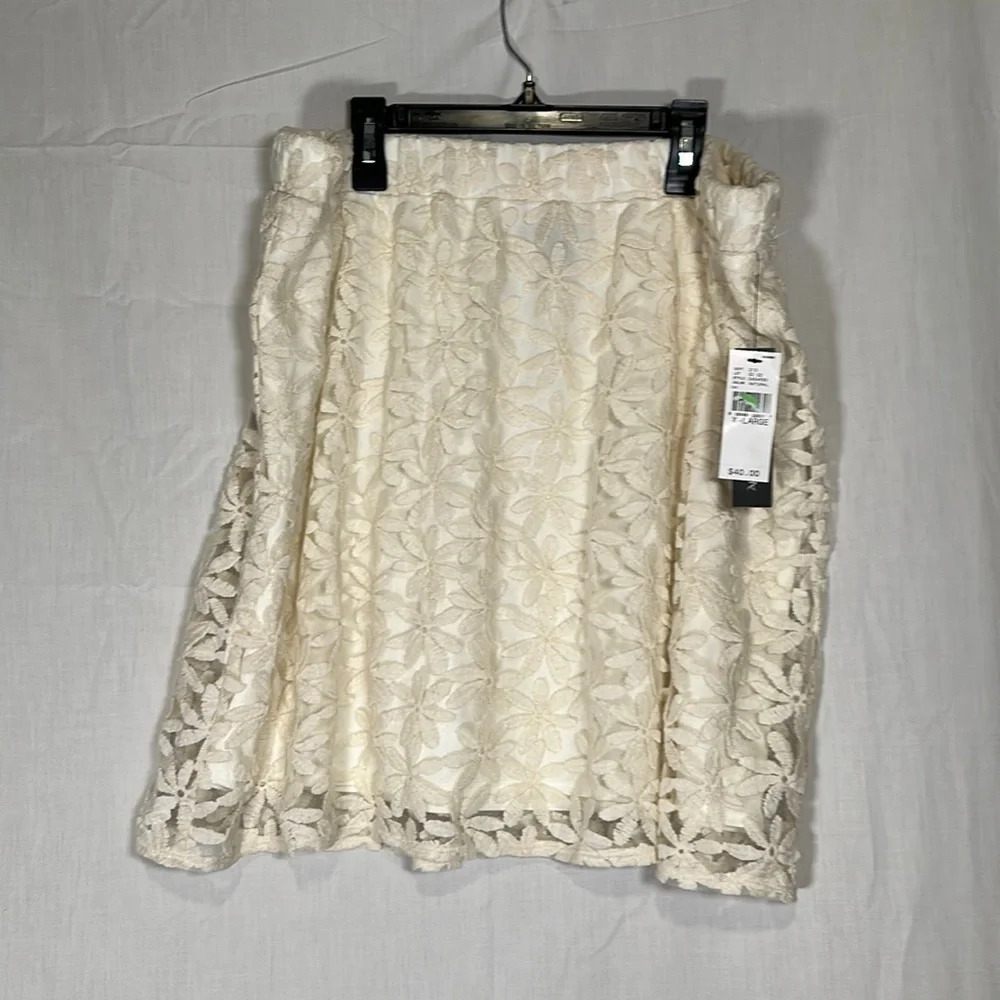 NWT AB Studio cream floral embroidered skirt size xl